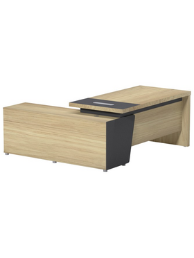 Γραφείο Επαγγελματικό Lotus Pakoworld με Δεξιά Γωνία σε Φυσική-Ανθρακί Απόχρωση  160x160x75εκ