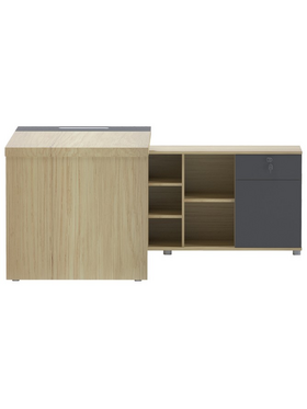 Γραφείο Επαγγελματικό Lotus Pakoworld με Δεξιά Γωνία σε Φυσική-Ανθρακί Απόχρωση  160x160x75εκ