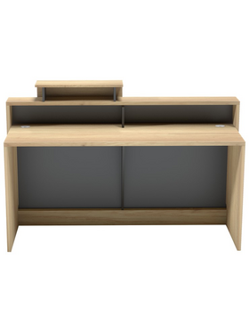 Γραφείο Reception Lotus Pakoworld σε Φυσική-Ανθρακί Απόχρωση 160x60x105εκ