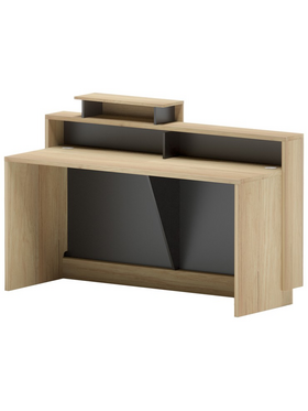 Γραφείο Reception Lotus Pakoworld σε Φυσική-Ανθρακί Απόχρωση 160x60x105εκ