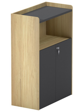 Ντουλάπι Γραφείου Χαμηλό Lotus Pakoworld σε Φυσική-Ανθρακί Απόχρωση 80x40x120εκ