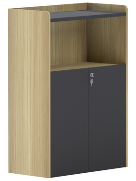 Ντουλάπι Γραφείου Χαμηλό Lotus Pakoworld σε Φυσική-Ανθρακί Απόχρωση 80x40x120εκ