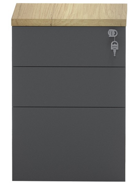 Συρταριέρα Επαγγελματική Τροχήλατη Lotus Pakoworld 3ων Συρταριών σε Φυσική-Ανθρακί Απόχρωση 40x44x61εκ