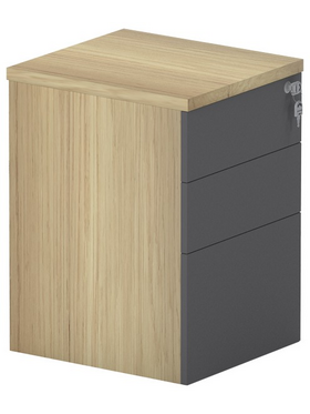 Συρταριέρα Επαγγελματική Τροχήλατη Lotus Pakoworld 3ων Συρταριών σε Φυσική-Ανθρακί Απόχρωση 40x44x61εκ