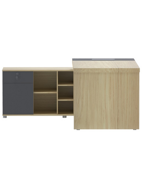 Γραφείο Επαγγελματικό Lotus Pakoworld Αριστερή Γωνία σε Φυσική-Ανθρακί Απόχρωση  160x160x75εκ