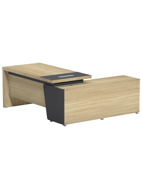 Γραφείο Επαγγελματικό Lotus Pakoworld Αριστερή σε Φυσική-Ανθρακί Απόχρωση 180x180x75εκ