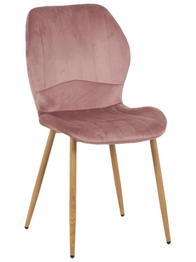 Καρέκλα Jelour Pakoworld Βελούδο σε Σάπιο Μήλο Απόχρωση-Πόδια Φυσικά Μεταλλικά 46.5x60x84εκ