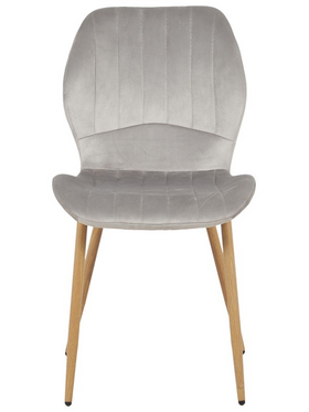 Καρέκλα Jelour Pakoworld Βελούδο σε Γκρι Απόχρωση-Πόδια Φυσικά Μεταλλικά 46.5x60x84εκ