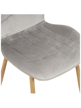 Καρέκλα Jelour Pakoworld Βελούδο σε Γκρι Απόχρωση-Πόδια Φυσικά Μεταλλικά 46.5x60x84εκ