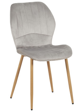 Καρέκλα Jelour Pakoworld Βελούδο σε Γκρι Απόχρωση-Πόδια Φυσικά Μεταλλικά 46.5x60x84εκ