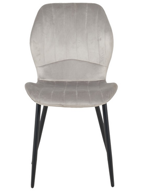 Καρέκλα Jelour Pakoworld Βελούδο σε Γκρι Απόχρωση-Πόδια Μαύρα Μεταλλικά 46.5x60x84εκ