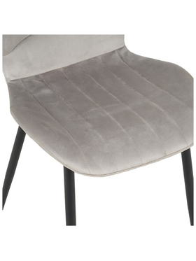 Καρέκλα Jelour Pakoworld Βελούδο σε Γκρι Απόχρωση-Πόδια Μαύρα Μεταλλικά 46.5x60x84εκ
