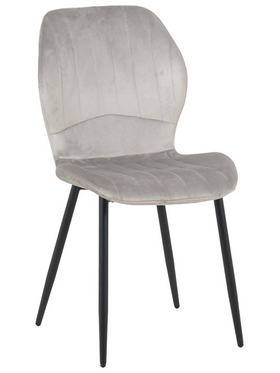 Καρέκλα Jelour Pakoworld Βελούδο σε Γκρι Απόχρωση-Πόδια Μαύρα Μεταλλικά 46.5x60x84εκ