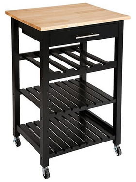 Τρόλεϊ-Ραφιέρα Claude Pakoworld mdf Μαύρο - Φυσικό  58x48x87.5εκ