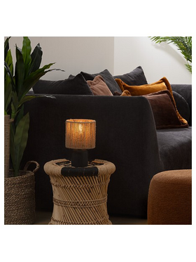 Επιτραπέζιο Φωτιστικό Leyda Pakoworld Κεραμικό σε Μαύρο-Φυσική Απόχρωση Φ16x24εκ