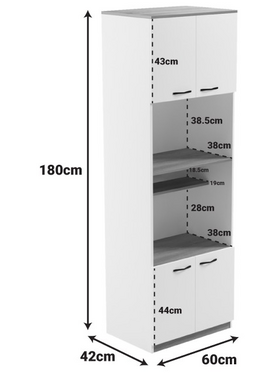 Ντουλάπα Κουζίνας Rowan Pakoworld σε Ανθρακί-oak Απόχρωση 60x42x182εκ