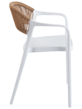Πολυθρόνα Ankara Pakoworld Στοιβαζόμενη pp-pe Rattan σε Λευκή-Φυσική Απόχρωση 54x55.5x77εκ