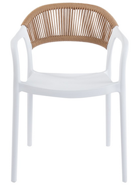 Πολυθρόνα Ankara Pakoworld Στοιβαζόμενη pp-pe Rattan σε Λευκή-Φυσική Απόχρωση 54x55.5x77εκ
