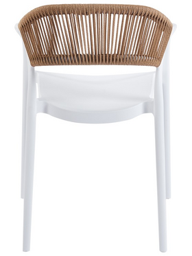 Πολυθρόνα Ankara Pakoworld Στοιβαζόμενη pp-pe Rattan σε Λευκή-Φυσική Απόχρωση 54x55.5x77εκ