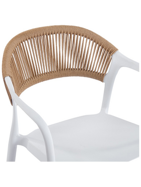 Πολυθρόνα Ankara Pakoworld Στοιβαζόμενη pp-pe Rattan σε Λευκή-Φυσική Απόχρωση 54x55.5x77εκ