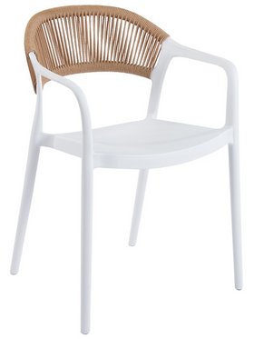 Πολυθρόνα Ankara Pakoworld Στοιβαζόμενη pp-pe Rattan σε Λευκή-Φυσική Απόχρωση 54x55.5x77εκ