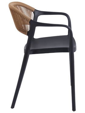 Πολυθρόνα Ankara Pakoworld Στοιβαζόμενη pp-pe Rattan σε Μαύρη-Φυσική Απόχρωση 54x55.5x77εκ
