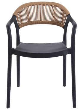 Πολυθρόνα Ankara Pakoworld Στοιβαζόμενη pp-pe Rattan σε Μαύρη-Φυσική Απόχρωση 54x55.5x77εκ