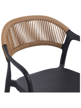 Πολυθρόνα Ankara Pakoworld Στοιβαζόμενη pp-pe Rattan σε Μαύρη-Φυσική Απόχρωση 54x55.5x77εκ