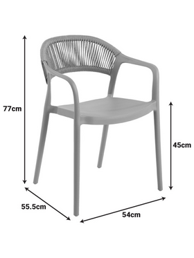 Πολυθρόνα Ankara Pakoworld Στοιβαζόμενη pp-pe Rattan σε Μαύρη-Φυσική Απόχρωση 54x55.5x77εκ
