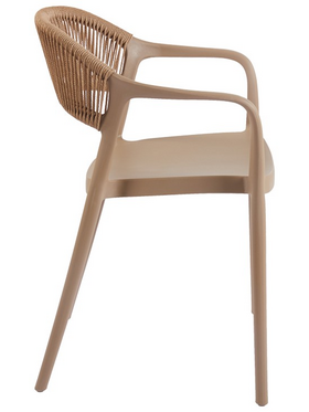 Πολυθρόνα Ankara Pakoworld Στοιβαζόμενη pp-pe Rattan σε Μόκα-Φυσική Απόχρωση 54x55.5x77εκ
