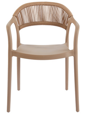 Πολυθρόνα Ankara Pakoworld Στοιβαζόμενη pp-pe Rattan σε Μόκα-Φυσική Απόχρωση 54x55.5x77εκ