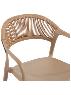 Πολυθρόνα Ankara Pakoworld Στοιβαζόμενη pp-pe Rattan σε Μόκα-Φυσική Απόχρωση 54x55.5x77εκ