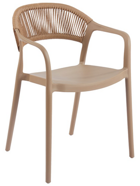 Πολυθρόνα Ankara Pakoworld Στοιβαζόμενη pp-pe Rattan σε Μόκα-Φυσική Απόχρωση 54x55.5x77εκ