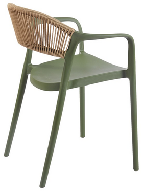 Πολυθρόνα Ankara Pakoworld Στοιβαζόμενη pp-pe Rattan σε Λαδί-Φυσική Απόχρωση 54x55.5x77εκ