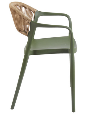 Πολυθρόνα Ankara Pakoworld Στοιβαζόμενη pp-pe Rattan σε Λαδί-Φυσική Απόχρωση 54x55.5x77εκ