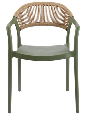 Πολυθρόνα Ankara Pakoworld Στοιβαζόμενη pp-pe Rattan σε Λαδί-Φυσική Απόχρωση 54x55.5x77εκ