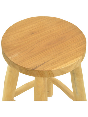 Σκαμπό Sega Pakoworld Teak Ξύλο σε Φυσική Απόχρωση Φ30x45εκ