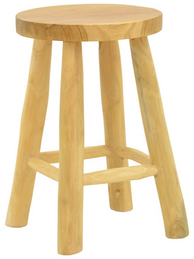 Σκαμπό Sega Pakoworld Teak Ξύλο σε Φυσική Απόχρωση Φ30x45εκ