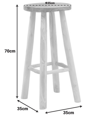 Σκαμπό Μπαρ Nusiwo Pakoworld Teak Ξύλο σε Φυσική Απόχρωση Φ35x70εκ