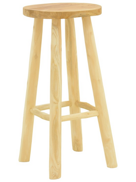 Σκαμπό Μπαρ Nusiwo Pakoworld Teak Ξύλο σε Φυσική Απόχρωση Φ35x70εκ