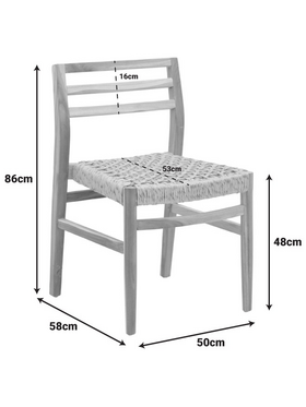 Καρέκλα Tuga Pakoworld Σκελετός Teak Ξύλο-pe Σχοινί σε Φυσική Απόχρωση 50x58x86εκ