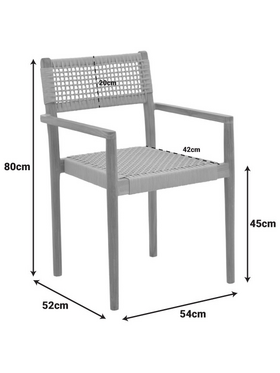 Πολυθρόνα Lengan Pakoworld Σκελετός Teak Ξύλο σε Φυσική Απόχρωση-Μαύρο Σχοινί 54x52x80εκ