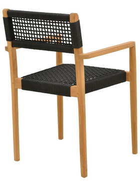 Πολυθρόνα Lengan Pakoworld Σκελετός Teak Ξύλο σε Φυσική Απόχρωση-Μαύρο Σχοινί 54x52x80εκ