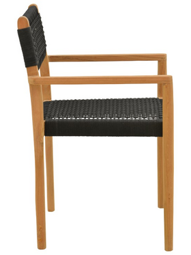 Πολυθρόνα Lengan Pakoworld Σκελετός Teak Ξύλο σε Φυσική Απόχρωση-Μαύρο Σχοινί 54x52x80εκ