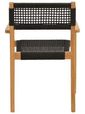 Πολυθρόνα Lengan Pakoworld Σκελετός Teak Ξύλο σε Φυσική Απόχρωση-Μαύρο Σχοινί 54x52x80εκ