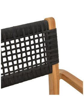 Πολυθρόνα Lengan Pakoworld Σκελετός Teak Ξύλο σε Φυσική Απόχρωση-Μαύρο Σχοινί 54x52x80εκ