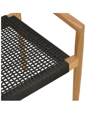 Πολυθρόνα Lengan Pakoworld Σκελετός Teak Ξύλο σε Φυσική Απόχρωση-Μαύρο Σχοινί 54x52x80εκ
