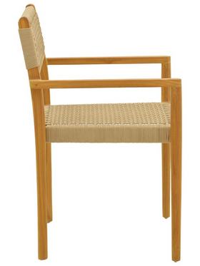 Πολυθρόνα Lengan Pakoworld Σκελετός Teak Ξύλο σε Φυσική Απόχρωση-Μπεζ Σχοινί 54x52x80εκ