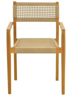 Πολυθρόνα Lengan Pakoworld Σκελετός Teak Ξύλο σε Φυσική Απόχρωση-Μπεζ Σχοινί 54x52x80εκ