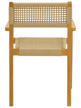 Πολυθρόνα Lengan Pakoworld Σκελετός Teak Ξύλο σε Φυσική Απόχρωση-Μπεζ Σχοινί 54x52x80εκ